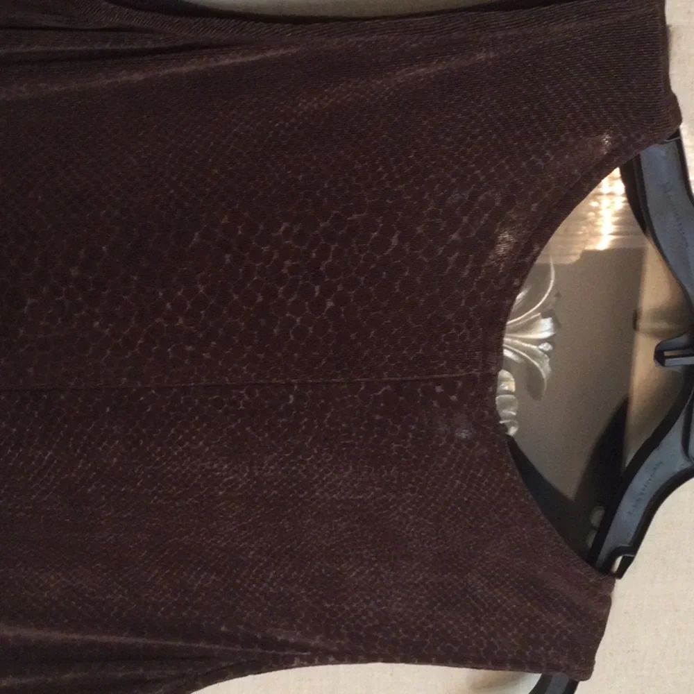 Gorgeous brown sleeveless sheath , black border bottom side openings size 6 - Picture 9 of 9